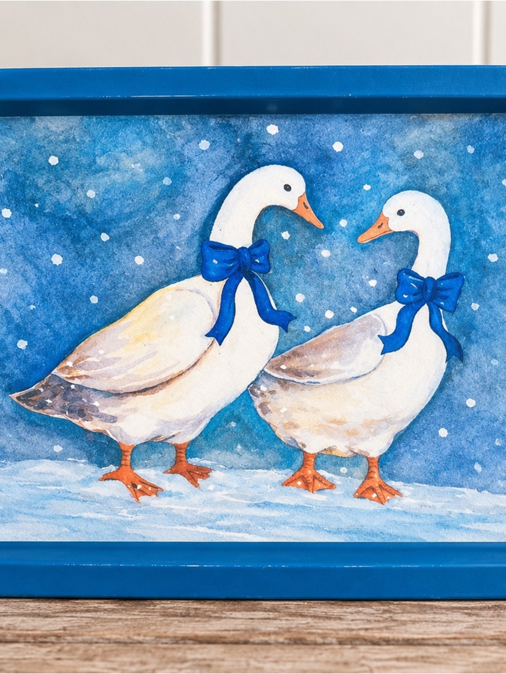 Holiday Duck Decorative Tray - Blue